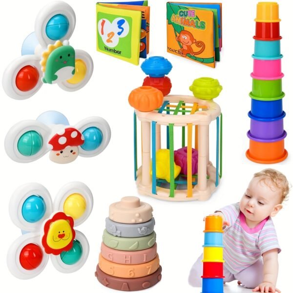 6in 1 Baby Toys 6 to 36 Months, 26pcs Toy, Identification Cloth Book, Infant Gifts Play Set Kids Sensory Learning Activity Infant Bath Time Fun for 1-4 Year Old Birthday Box - Image 7