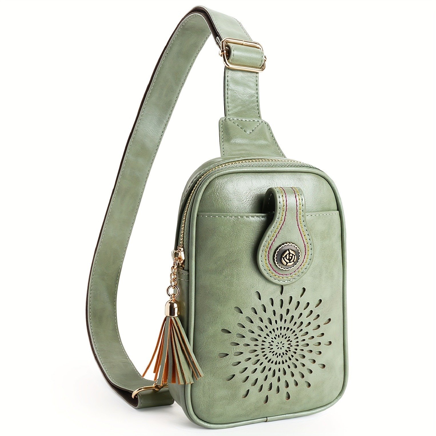 Small Vegan Leather Sling Bag, Fanny Packs Phone Purse Crossbody Bags for Women Chest Bag - Image 10