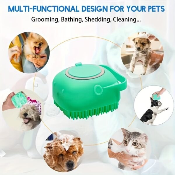 1pc Pet Shampoo Brush, Silicone Massage Rubber Bath Comb With Shampoo Storage For Dog & Cat Grooming Tool - Image 11