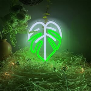 Monstera Deliciosa Neon Light, Two Colors: Green and Cool White, USB Powered with Button Switch, for Holiday Decorations, Home Decoration, Birthday Parties, Night Lighting