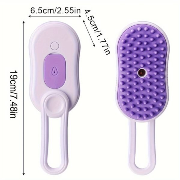 3-in-1 Steam Pet Brush - USB Rechargeable, Foldable Grooming Tool for Cats & Dogs with Silicone Bristles, Ideal for Long & Short Fur - Image 3