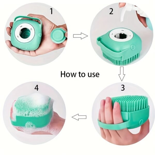 1pc Pet Shampoo Brush, Silicone Massage Rubber Bath Comb With Shampoo Storage For Dog & Cat Grooming Tool - Image 8