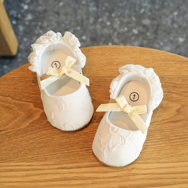Elegant Lace Bowknot Mary Jane Shoes For Baby Girls Toddler, Breathable Anti Slip Soft Flat Sole Shoes For Indoor Outdoor Performance Party, Spring And Autumn - Image 10