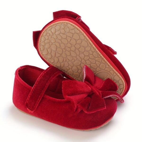 Trendy Elegant Bowknot Mary Jane Shoes For Baby Girls, Trendy Comfortable Non Slip Soft Flat Sole Shoes For Indoor Outdoor Party, Spring And Autumn - Image 6