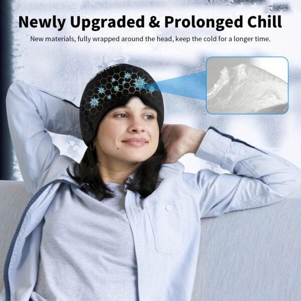 Migraine Headache Relief Cap, Migraine Hat, Hangover Cap, Migraine Mask, Cold Gel Pack, Ice Wrap, Cold Hug, Stress Relief, Puffy Eyes - Image 5