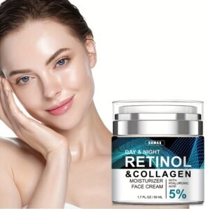 Retinol Moisturizer - 1.69 Oz. Facial Moisturizer With Collagen, Hyaluronic Acid, Vitamins C+E, Soothes Dry Skin, Improves Elasticity, Suitable For All Skin Types, Moisturising Facial Lotion For Men And Women.