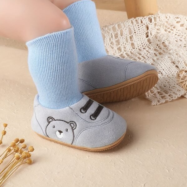 1 Pair Cozy Winter Baby Cartoon Socks with Non-Slip Sole for 0-1 Year Old Boys & Girls - Soft Fleece Lined, Mid-Calf Height, Cute Design for Daily & Casual Wear, Toddler Indoor Shoes | Snug Fit Socks | Hook-and-loop Fastener Closure Socks, Baby Socks - Image 7