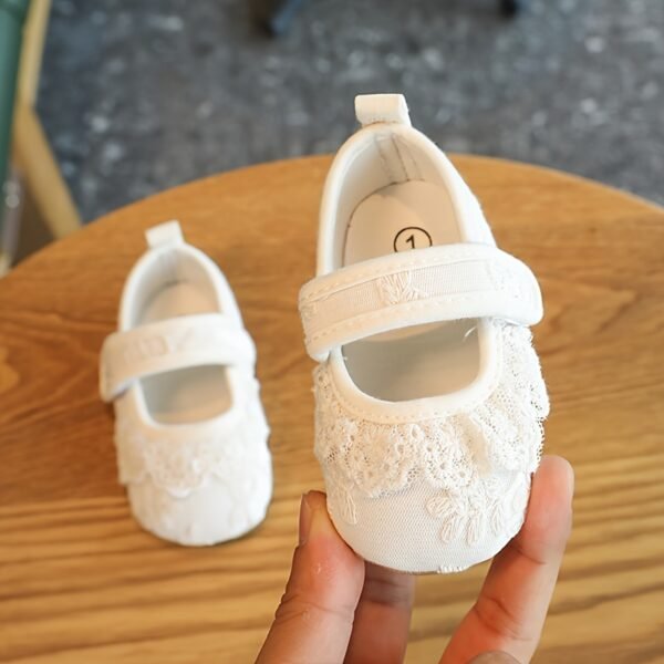 Elegant Lace Bowknot Mary Jane Shoes For Baby Girls Toddler, Breathable Anti Slip Soft Flat Sole Shoes For Indoor Outdoor Performance Party, Spring And Autumn - Image 7