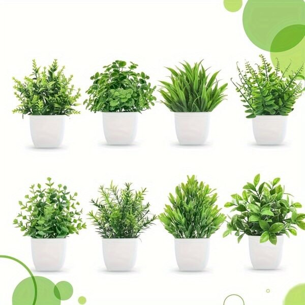 6/8 Packs Fake Plants Small Artificial Faux Potted Plants for Home Office Farmhouse Bathroom Bedroom Decor Indoor - Image 2