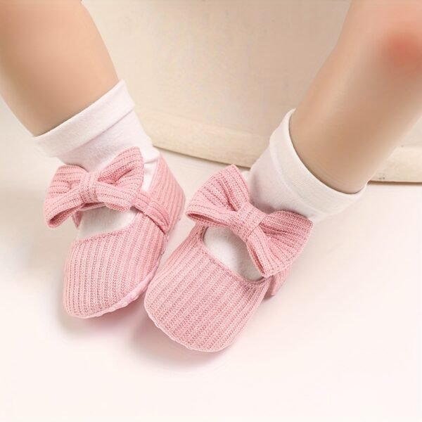 Chic Embroidered Stripe Mary Jane Crib Shoes for Baby Girls - Lightweight, All-Season Comfort with Easy Hook-and-Loop Fastener - Image 9