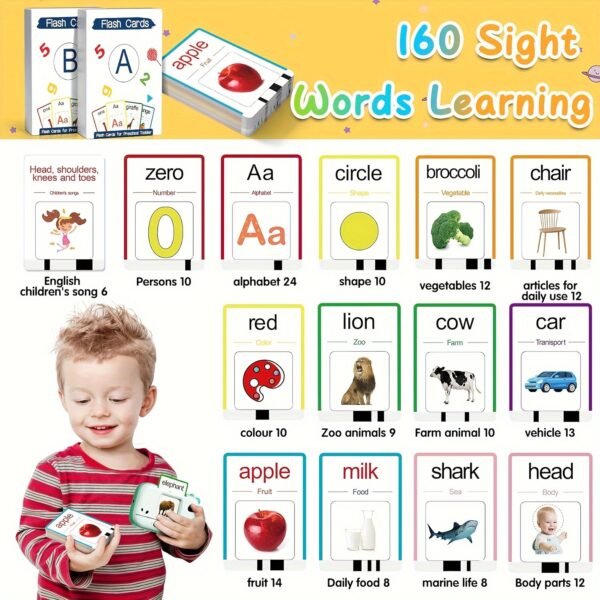 Flybok Talking Flashcards for 1-4 Years Old/baby Toys/children's Toys, with 160 Words, A Portable Word Card Machine Suitable for Classrooms, A Christmas Birthday Gift for Children - Image 10