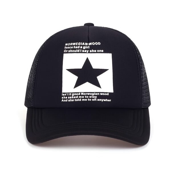 [Candy Block Print Trucker Hat] Pentagram Print Unisex Trucker Hat Mesh Breathable Lightweight Baseball Cap Candy Block Casual Sports Dad Hats For Women & Men - Image 2