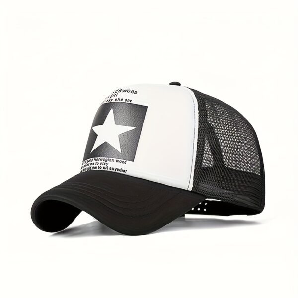[Candy Block Print Trucker Hat] Pentagram Print Unisex Trucker Hat Mesh Breathable Lightweight Baseball Cap Candy Block Casual Sports Dad Hats For Women & Men - Image 12