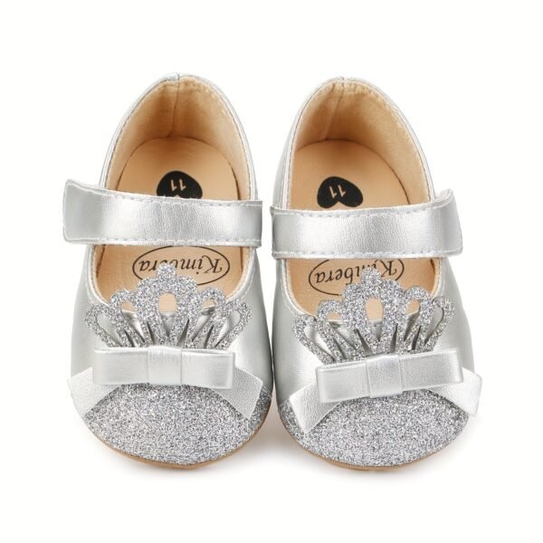Trendy Sequin Crown Mary Jane Shoes for Baby Girls - Comfortable, Lightweight, Non-Slip, Soft Flat Sole, Elegant Design for Indoor Outdoor Party, Spring and Autumn - Breathable, Easy to Wear, Adorable Fashion Statement - Image 5