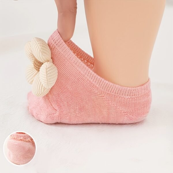 4 Pairs of Girls Socks Baby Socks Newborn Socks Baby Socks Princess Socks Boat Socks Dotted Floor Socks Suitable for 0-1 Years Old - Image 3