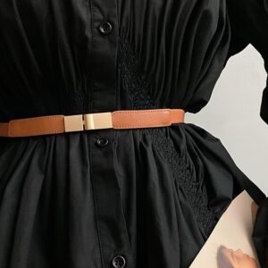 1pc ​Golden Buckle Classic Cinch Belt Stretch Waistband Dress Belt Women Thin Elastic Waist Belt Adjustable