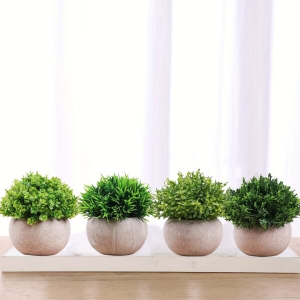 4 Pcs Artificial Fake Plants - Indoor Greenery Faux Plants for Home Office Farmhouse Living Room Wall Decor - Image 5