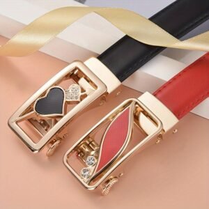 Stylish Rhinestone Embellished Pu Leather Belt - Classic Automatic Buckle, Fashionable Waist Accessory for Women, Jeans, Skirts, and Dresses, Perfect for Everyday Wear and Special Occasions