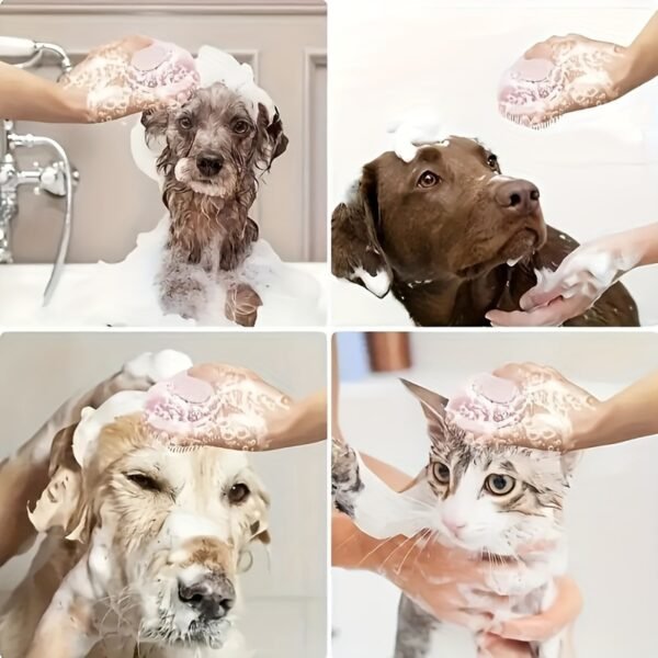 1pc Pet Shampoo Brush, Silicone Massage Rubber Bath Comb With Shampoo Storage For Dog & Cat Grooming Tool - Image 6