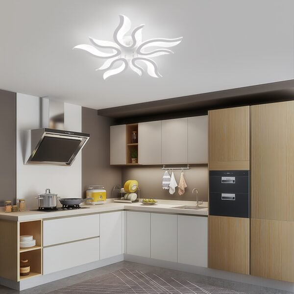 LED Ceiling Light Dimmable Modern Ceiling Lamps with Remote, Flame Shape LED Chandelier Light Fixture for Living Room Dining Room Bedroom Decorative Lamp, 3 Color/3000-6500K - Image 8