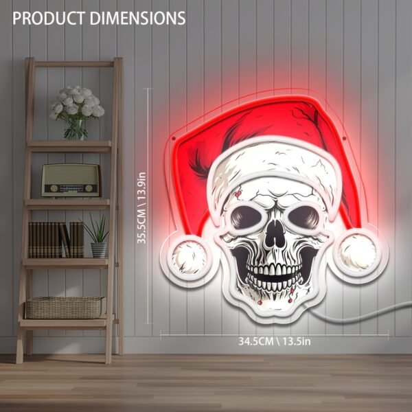 Single Color USB Powered Christmas Skull Neon Light - Wall-Mounted Decorative Lamp for Home & Party - Image 3