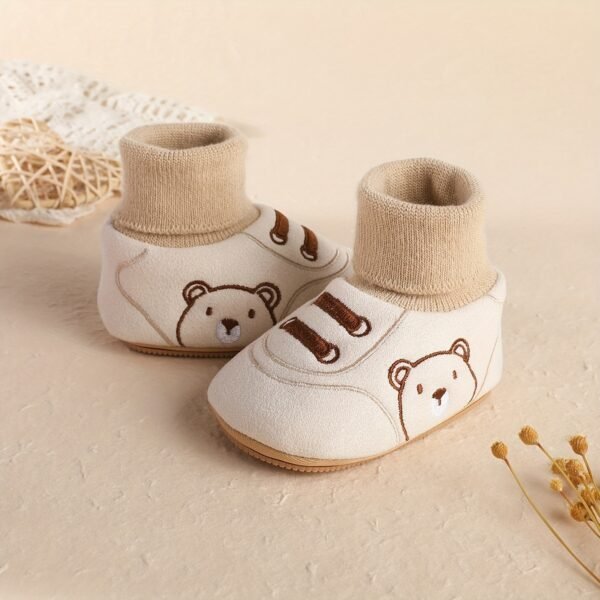 1 Pair Cozy Winter Baby Cartoon Socks with Non-Slip Sole for 0-1 Year Old Boys & Girls - Soft Fleece Lined, Mid-Calf Height, Cute Design for Daily & Casual Wear, Toddler Indoor Shoes | Snug Fit Socks | Hook-and-loop Fastener Closure Socks, Baby Socks - Image 9