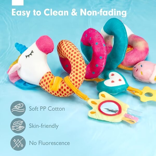 Car Seat Toys For Babies 0-6 Months Girl - Baby Toys 3-6 Months - Rattle, Mirror, Crinkle, Squeaky Carseat Stroller Toys 0-6 Months Developmental Newborn Baby Girl Gifts - Image 5