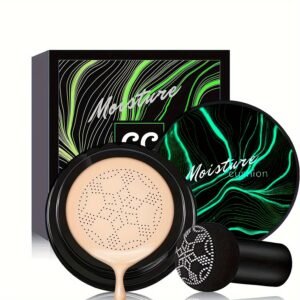 2pcs Mushroom CC Cream Hydrating Waterproof Long Lasting Air Cushion BB Cream Pore Invisible Face Makeup Foundation