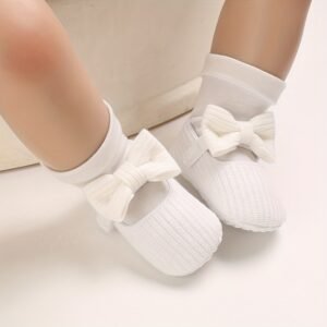 Chic Embroidered Stripe Mary Jane Crib Shoes for Baby Girls - Lightweight, All-Season Comfort with Easy Hook-and-Loop Fastener