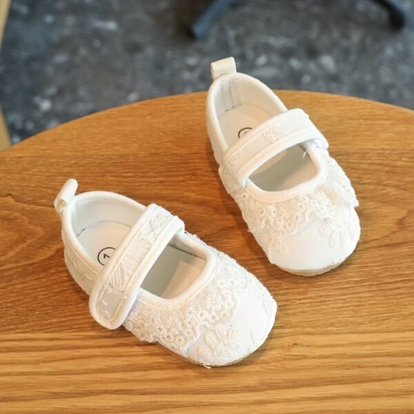 Elegant Lace Bowknot Mary Jane Shoes For Baby Girls Toddler, Breathable Anti Slip Soft Flat Sole Shoes For Indoor Outdoor Performance Party, Spring And Autumn - Image 12