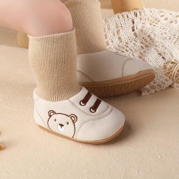 1 Pair Cozy Winter Baby Cartoon Socks with Non-Slip Sole for 0-1 Year Old Boys & Girls - Soft Fleece Lined, Mid-Calf Height, Cute Design for Daily & Casual Wear, Toddler Indoor Shoes | Snug Fit Socks | Hook-and-loop Fastener Closure Socks, Baby Socks - Image 4