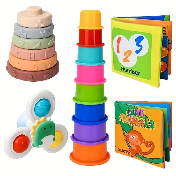6in 1 Baby Toys 6 to 36 Months, 26pcs Toy, Identification Cloth Book, Infant Gifts Play Set Kids Sensory Learning Activity Infant Bath Time Fun for 1-4 Year Old Birthday Box - Image 5