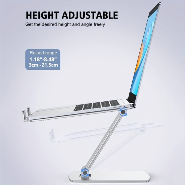 Adjustable Aluminum Laptop Stand for 10-16 Inch Laptops, Ergonomic Foldable Computer Stand, Silver or Black - Image 5