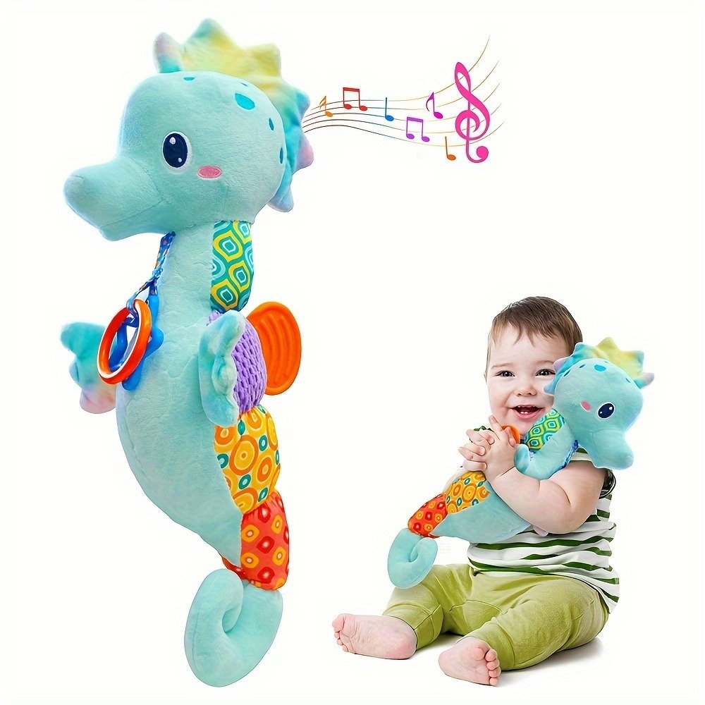 Baby Toys 0-6 Months, Infant Musical Stuffed Animals Seahorse Soft Toy With Bright Colors, Crinkle Sound Paper, Multi-Textures & Rattles, Blue, Christmas Gift Halloween Gift Easter Gift Birthday Gift As Halloween, Christmas Gift - Image 6