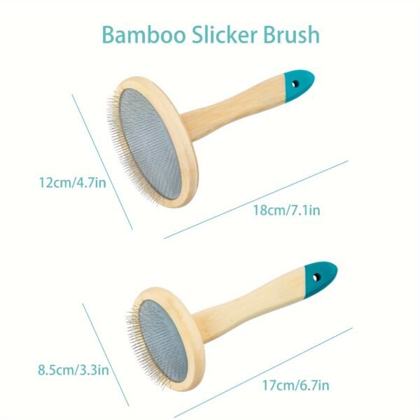 [Lightweight Bamboo Pet Grooming] 1pc Stainless Steel Double-Sided Pet Brush, Comfortable Round Head Comb, Lightweight Bamboo Handle, Quality Build for Dog Grooming and Hair Care - Image 14