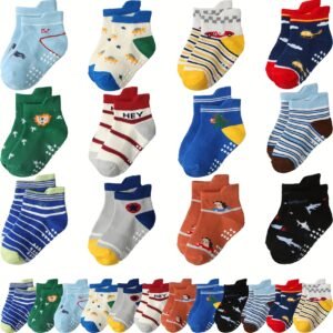 24 Pack Non Slip Grip Ankle Baby Socks For Toddler Boys And Girls Kids Socks Infant Cute Cotton Baby Socks