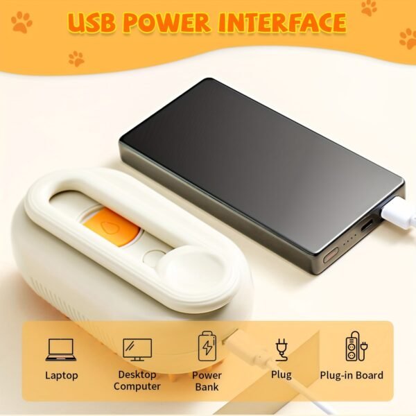 3-in-1 Rechargeable Self-Cleaning Steam Pet Brush for Cats and Dogs with Massage Feature, Loose Hair Removal, Battery & USB Powered, Plastic Material - Image 7