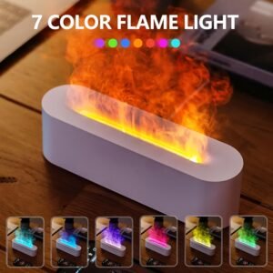 7-Color LED Simulation Flame Aroma Diffuser, Aromatherapy Air Humidifier With Timer, Auto Shut-Off, Super Quiet Essential Oil Ultrasonic Diffuser, Portable Atmosphere Decorative Lamp For Bedrooms, Offices, Living Rooms, Car, Mood-Boosting