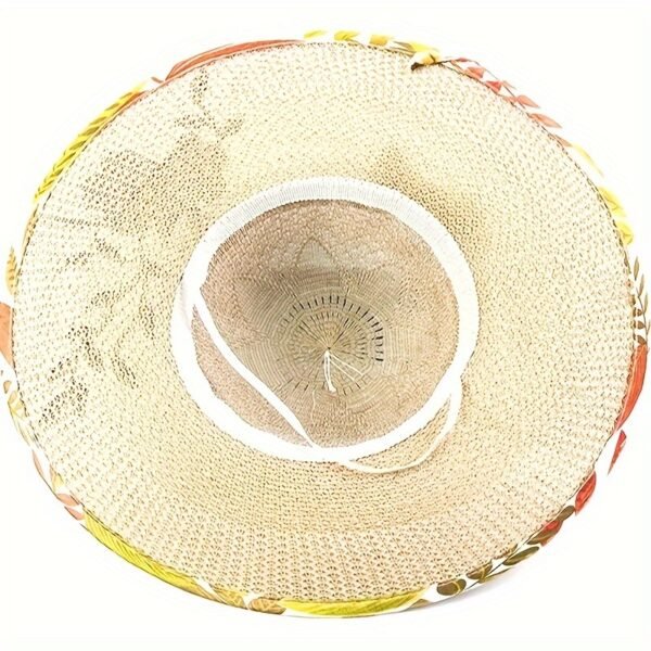 1pc Satin Print Streamer Decorative Sun Hat Personalized Flower Embroidered Wide Brim Hat Summer Stylish Sunshade Beach Hats For Women - Image 11