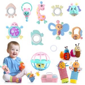 Europe Hot Baby Toys 0-6 Months Newborn Toys, Baby Sensory Toys 0-12 Months Baby Rattle Toy Wrist Socks 6-18 Months Educational Toys Boys Girls 12-18 Months Christmas Birthday Gifts