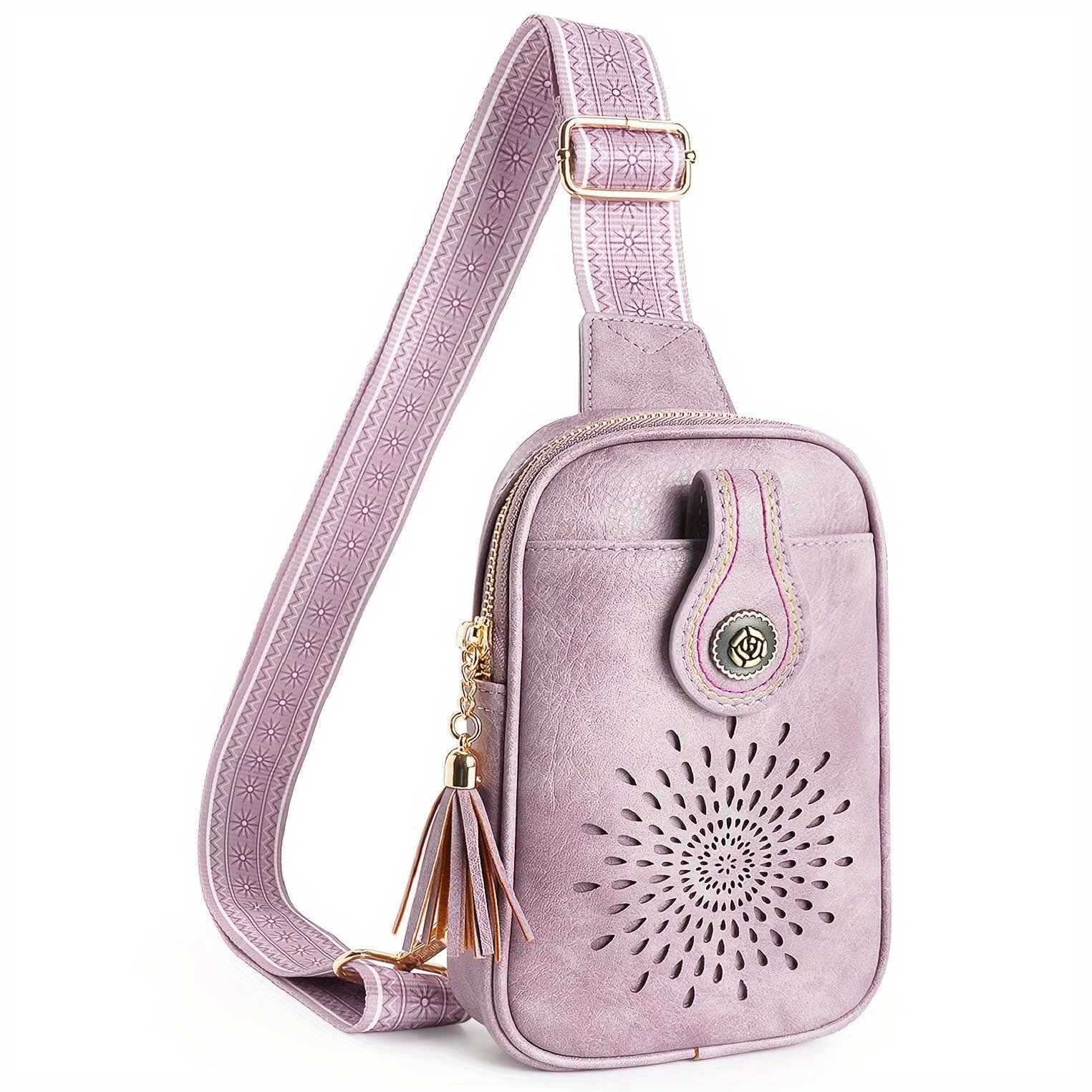 Small Vegan Leather Sling Bag, Fanny Packs Phone Purse Crossbody Bags for Women Chest Bag - Image 12