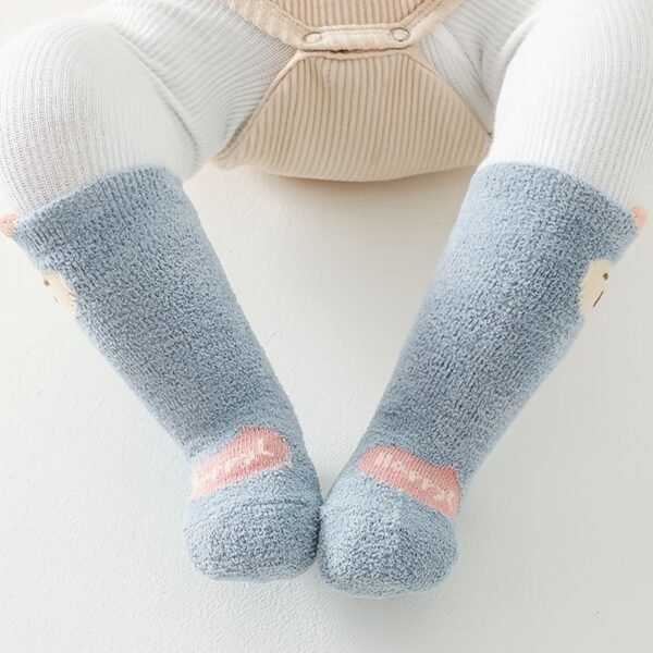 4 Pairs of Soft & Cozy Coral Fleece Baby Socks - Warm, Non-Slip, and Adorable Stockings for Toddlers and Kids - Perfect for Winter and Indoor Play - Image 8