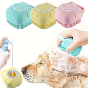 1pc Pet Shampoo Brush, Silicone Massage Rubber Bath Comb With Shampoo Storage For Dog & Cat Grooming Tool