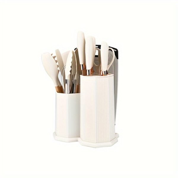 Premium 19-Piece White Silicone Kitchen Utensil Set - Non-Stick, Heat Resistant, Wooden Handle, Including Spatulas, Egg Beaters, & More - Durable, Easy Clean, Ergonomic Design for Hassle-Free Cooking - Image 9