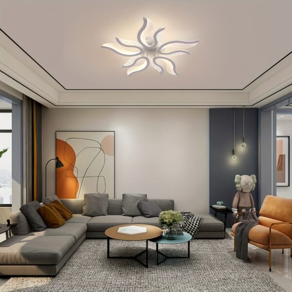 LED Ceiling Light Dimmable Modern Ceiling Lamps with Remote, Flame Shape LED Chandelier Light Fixture for Living Room Dining Room Bedroom Decorative Lamp, 3 Color/3000-6500K - Image 9