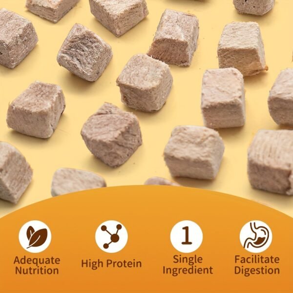 Meaty Feast (3.9Ounce) Freeze Dried Duck Cube Cat & Dog Treats, High Protein, Low Fat, Grain Free Pet Training Treats, Single Ingredient, 100%Duck Meat. - Image 2