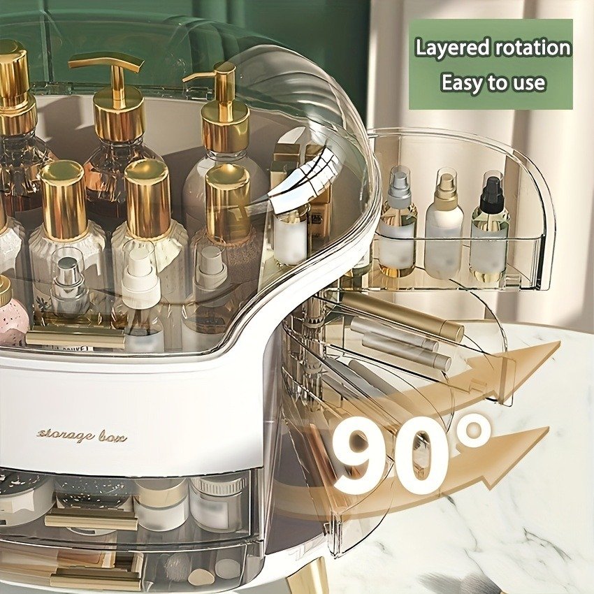 Versatile Cosmetic Organizer with Dustproof Lid - Waterproof Makeup Storage Box for Lipstick, Skincare & Jewelry - Perfect for Vanity & Bathroom, Jewelry Boxes - Image 5