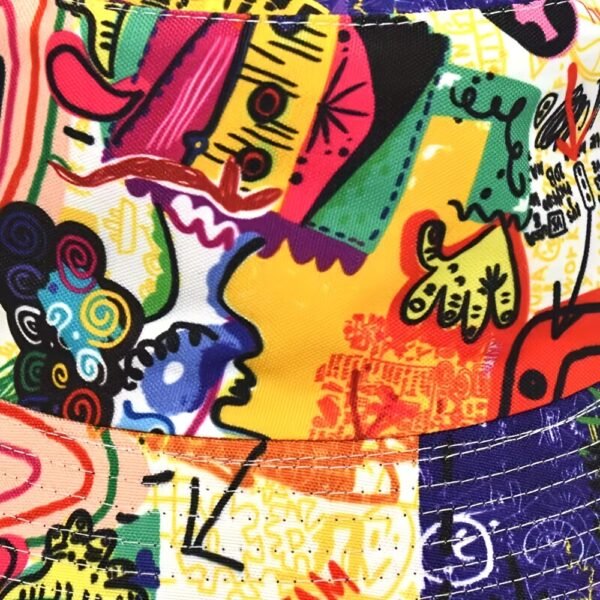 Abstract Cartoon Graffiti Bucket Hat Trend Print Casual Fisherman Cap Unisex Sunscreen Basin Hats For Women Men - Image 7
