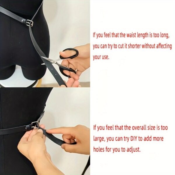 Sexy Tassel Metal Chain Belt Women Hollow PU Leather Harness Chest Cage Bra Gothic Suspender - Image 3