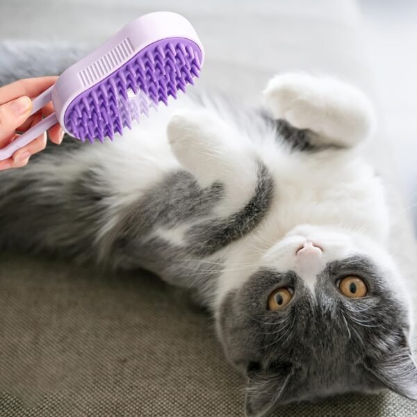 3-in-1 Steam Pet Brush - USB Rechargeable, Foldable Grooming Tool for Cats & Dogs with Silicone Bristles, Ideal for Long & Short Fur - Image 7